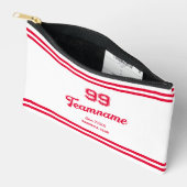 赤野球部カスタム選手番号とチーム名 アクセサリーポーチ (見開き)