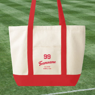 赤野球部カスタム選手番号とチーム名 トートバッグ