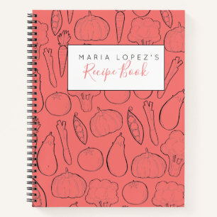 赤野菜パーソナライズされた調理師本レシピ帳 ノートブック