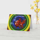 赤金お洒落魚動物絵写真カード カード (黄色い花)