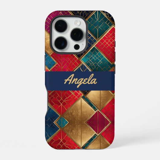 赤金と青のスクエア iPhoneケース (裏面)