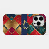 赤金と青のスクエア iPhoneケース (裏面横)