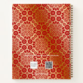 赤金のオリエンタルパターン文字のイニシャル ノートブック (裏面)