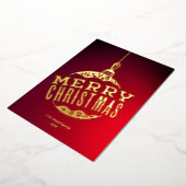 赤金のクリスマスボール ファミリー ネーム クリスマス 箔シーズンカード (回転した状態)