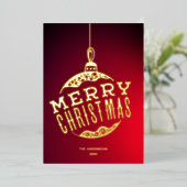 赤金のクリスマスボール ファミリー ネーム Xmas 箔シーズンカード (立ち正面)