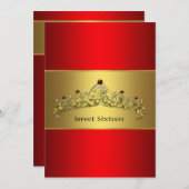 赤金のティアラ スウィート16 パーティー招待状 招待状 (正面/裏面)