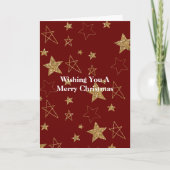 赤金の輝く星のクリスマス カード (正面)