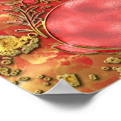 赤金ゴールドうさぎの年2023中国の新年 ポスター (角)