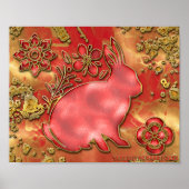 赤金ゴールドうさぎの年2023中国の新年 ポスター (正面)