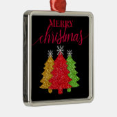 赤金ゴールドきらめくグリーンクリスマスツリーの雪片 メタルオーナメント (右)