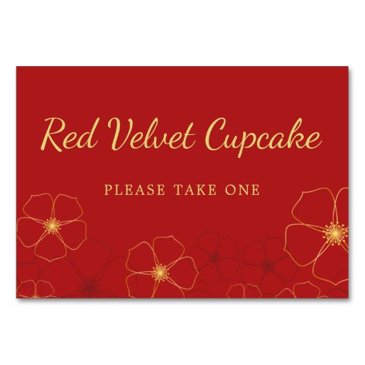 赤金ゴールドさくらんぼ花咲きビュッフェ食品ラベル テーブルナンバー (正面)