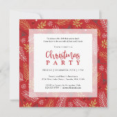 赤金ゴールドと白のクリスマスの紅葉ホリデーパーティー 招待状 (正面)