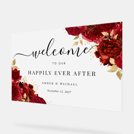 赤金ゴールドのアクリル結婚サインの後 アクリルサイン (傾斜)