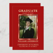 赤金ゴールドの年級区分 | フォト 案内状 (正面/裏面)