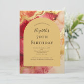 赤金ゴールドアルコールインクアーチ70誕生日 招待状 (スタンド正面)