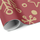 赤金ゴールドイラストレーションパターンクリスマス ラッピングペーパー (ロールコーナー)