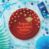 赤金ゴールドエレガントおめでとう2025年卒業 ペーパープレート (パーティー)