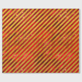 赤金ゴールドエレガントのクリスマスストライプの休暇 ラッピングペーパー (フラット)