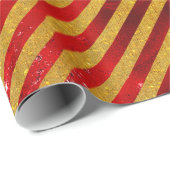 赤金ゴールドエレガントのクリスマスストライプの休暇 ラッピングペーパー (ロールコーナー)