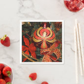 赤金ゴールドエレガントクリスマスオーナメントポインセチア スタンダードカクテルナプキン (インサイチュ)