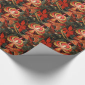 赤金ゴールドエレガントクリスマスオーナメントポインセチア ラッピングペーパー (角)