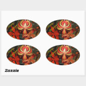 赤金ゴールドエレガントクリスマスオーナメントポインセチア 楕円形シール (シート)