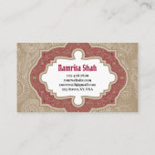 赤金ゴールドエレガントダマスクモダンペイズリーパターン 名刺 (裏面)