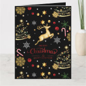 赤金ゴールドエレガントトナカイのメリークリスマスツリー カード (正面)