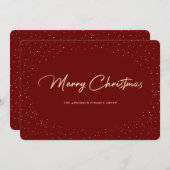 赤金ゴールドエレガントビジネスメリークリスマスカード シーズンカード (正面/裏面)