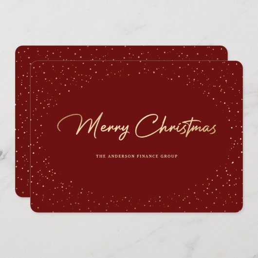 赤金ゴールドエレガントビジネスメリークリスマスカード シーズンカード (正面/裏面)