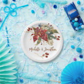 赤金ゴールドエレガントポインセチアフローラクリスマス ペーパープレート (パーティー)