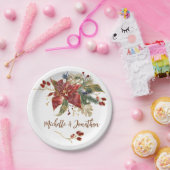 赤金ゴールドエレガントポインセチアフローラクリスマス ペーパープレート (パーティー)