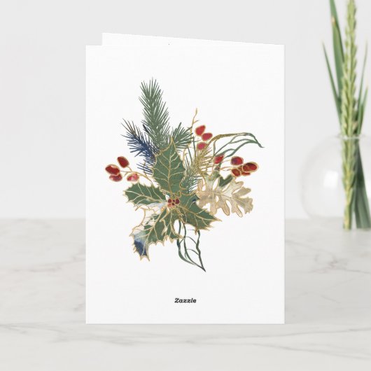 赤金ゴールドエレガントポインセチア聖書聖句クリスマス シーズンカード (裏面)