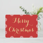 赤金ゴールドエレガントメリークリスマスハッピーホリデー シーズンカード (スタンド正面)