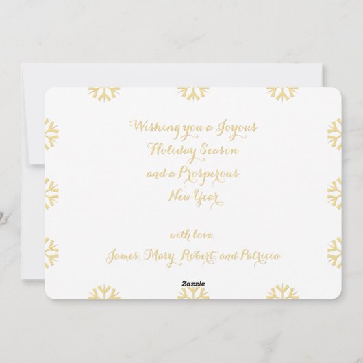 赤金ゴールドエレガントメリークリスマスハッピーホリデー シーズンカード (裏面)