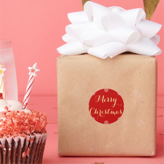 赤金ゴールドエレガントメリークリスマス封筒用シール ラウンドシール (パーティー)