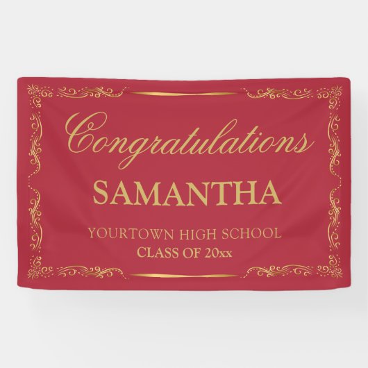 赤金ゴールドエレガントヴィンテージ卒業 横断幕 (横)