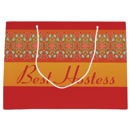 赤金ゴールドオレンジと黄色 ラージペーパーバッグ (正面)