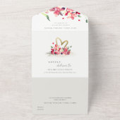 赤金ゴールドオーキッドハートフローラ水結婚色 オールインワン招待状 (外側)