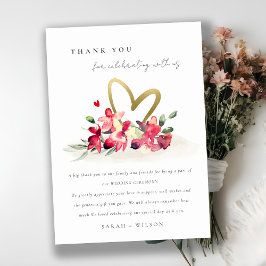 赤金ゴールドオーキッドハートフローラ水結婚色 サンキューカード