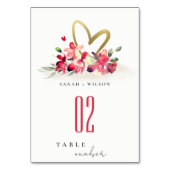 赤金ゴールドオーキッドハートフローラ水結婚色 テーブルナンバー (裏面)