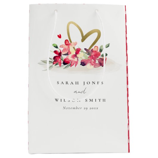 赤金ゴールドオーキッドハートフローラ水結婚色 ミディアムペーパーバッグ (正面)