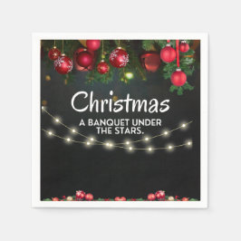 赤金ゴールドオーナメントメリークリスマス スタンダードカクテルナプキン