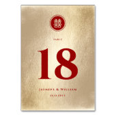 赤金ゴールドクラシックサークルダブル中国のシ結婚ーズ テーブルナンバー (正面)