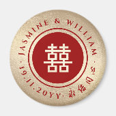 赤金ゴールドクラシックサークルダブル中国のシ結婚ーズ マグネット (正面)