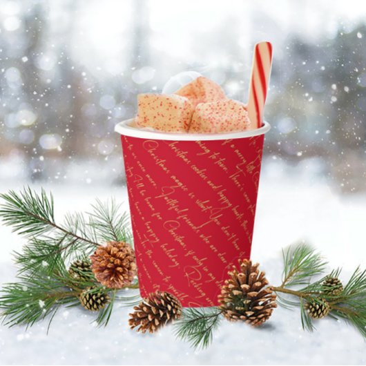 赤金ゴールドクリスマスタイポグラフィパターン#36 ID1009 紙コップ