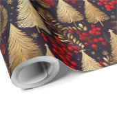 赤金ゴールドクリスマスタータンチェックパターン#31 ID1009 ラッピングペーパー (ロールコーナー)