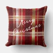 赤金ゴールドクリスマスタータンチェックパターン#7 ID1009 クッション (正面)