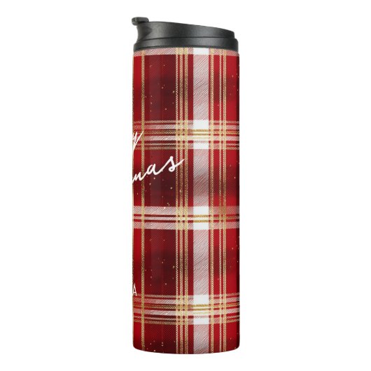 赤金ゴールドクリスマスタータンチェックパターン#7 ID1009 タンブラー (回転右)