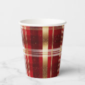 赤金ゴールドクリスマスタータンチェックパターン#7 ID1009 紙コップ (裏面)